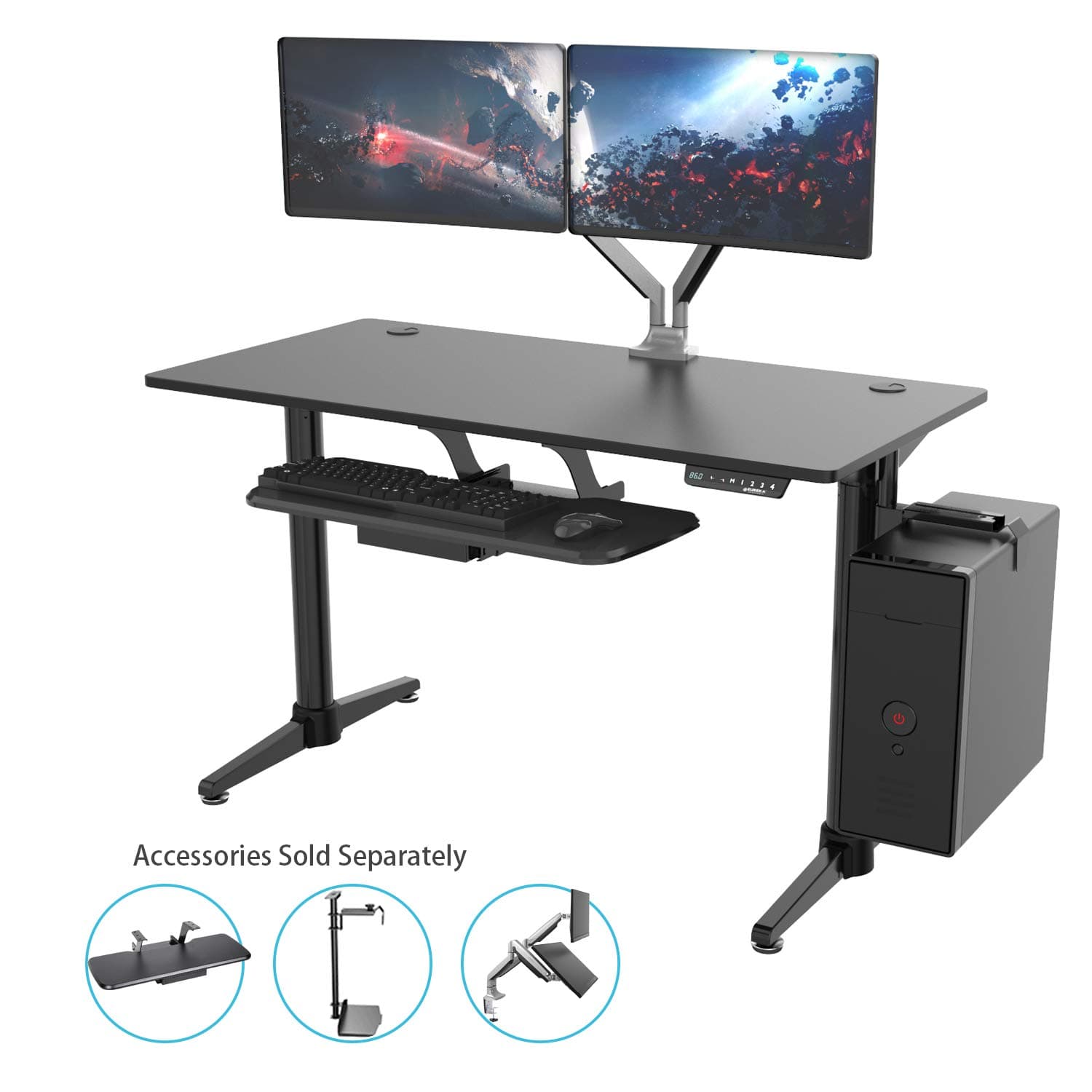 [New Generation] EUREKA ERGONOMIC Electric Standing Desk, Adjustable Height Stand Up Desk Computer Desks, Dual Motor with Self-Locking Protection, Modern Cool Design, Black
