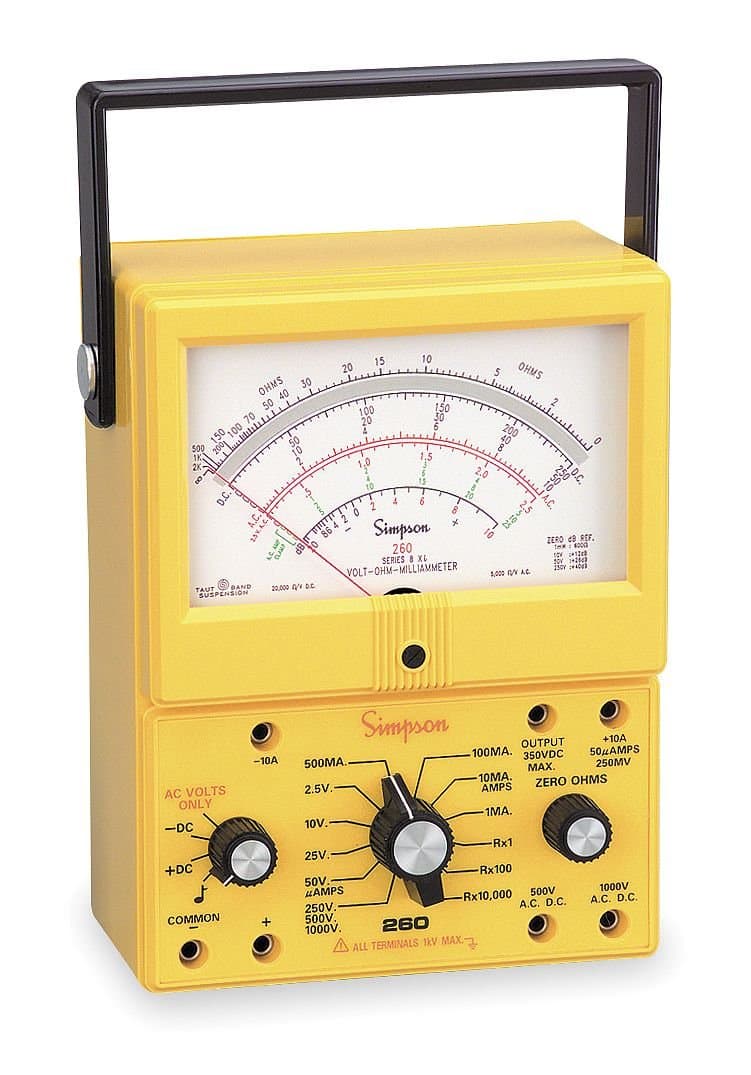 Analog Multimeter, 1000V, 10A, 20M Ohms