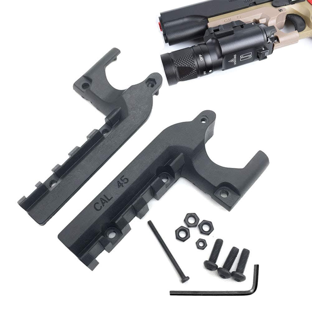 1911 Picatinny Rail Adapter Mount, 20mm Under Rail Laser Flashlight Mount for Colt 1911 and Clones，with Four Screws, Four Nuts, and a Hexagon Wrench