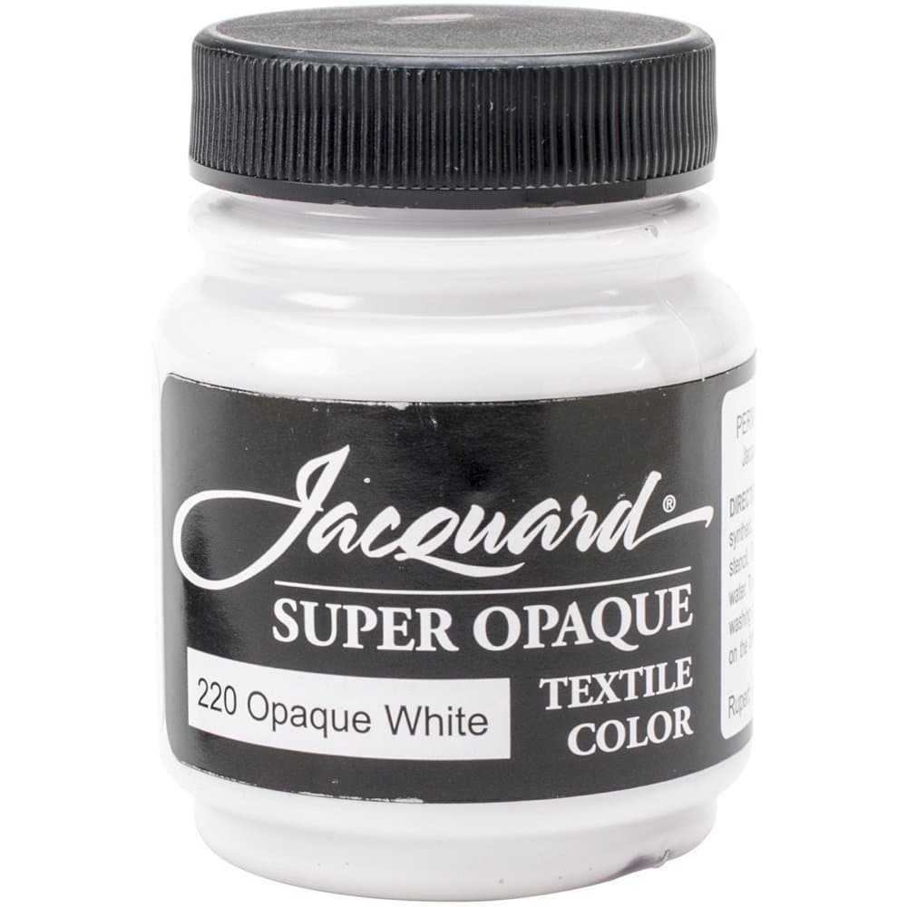 Jacquard Textile Color Super Opaque White - Permanent Fabric Paint for Clothes, Furniture Upholstery, Shoes or Tote Bags – Indoor & Outdoor Fabric Paint – 2.25 Oz Jar, Upholstery Fabric Paint
