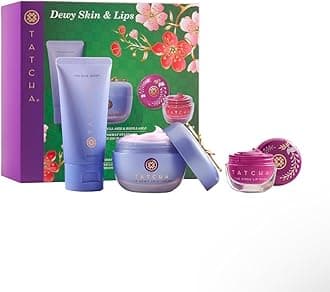 Tatcha Dewy Skin & Lips Hydrating Ritual Set, Travel Rice Wash, Full Size Dewy Skin Cream, Wisteria Lip Mask ($119 Value)