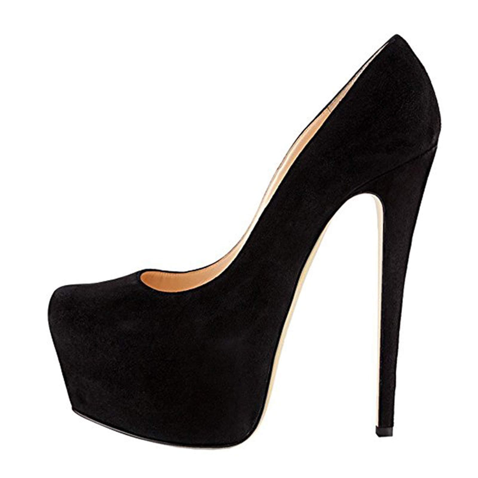 Women's Slip on Stiletto Invisible Platform Pumps High Heels Closed Toe Ankle High Dress Shoes