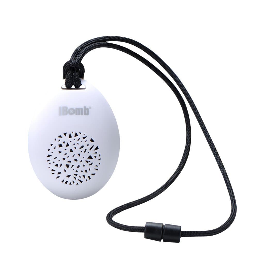 IBomb Cobble Wireless Bluetooth Speaker with Built-In Microphone and Selfie Camera Remote - White