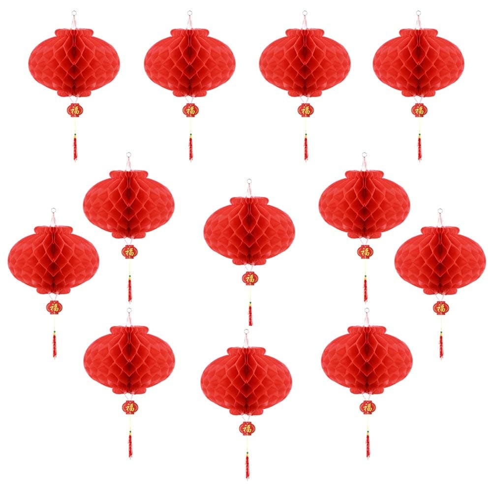 10 Red Chinese Lanterns, Festival Wedding Decorations, Red Color, Plastic Material, Hanging Mount, Chinese New Year, Spring Festival, Wedding, Birthday Party, Home Office Decoration