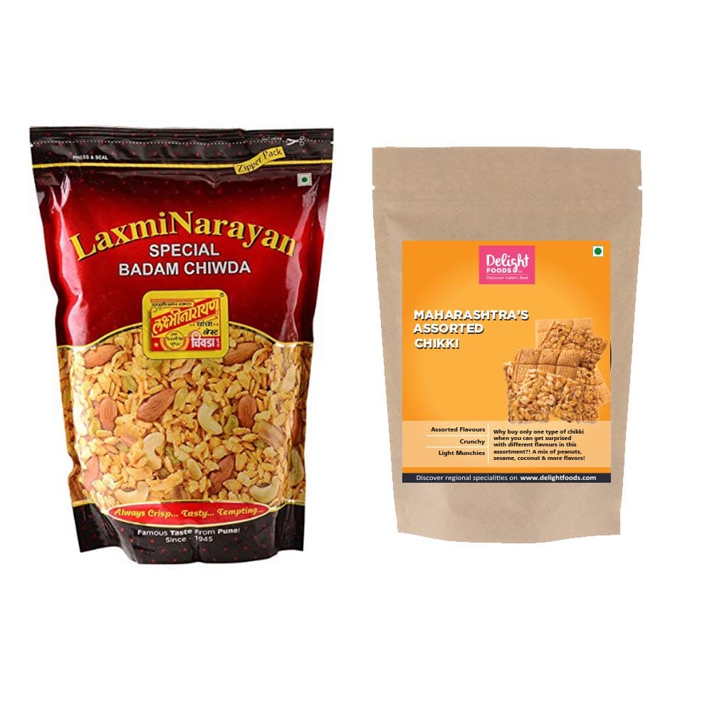LaxmiNarayan Chiwda Badam Chiwdaand Maharashtra Assorted Chikki (500 g, 200 g)