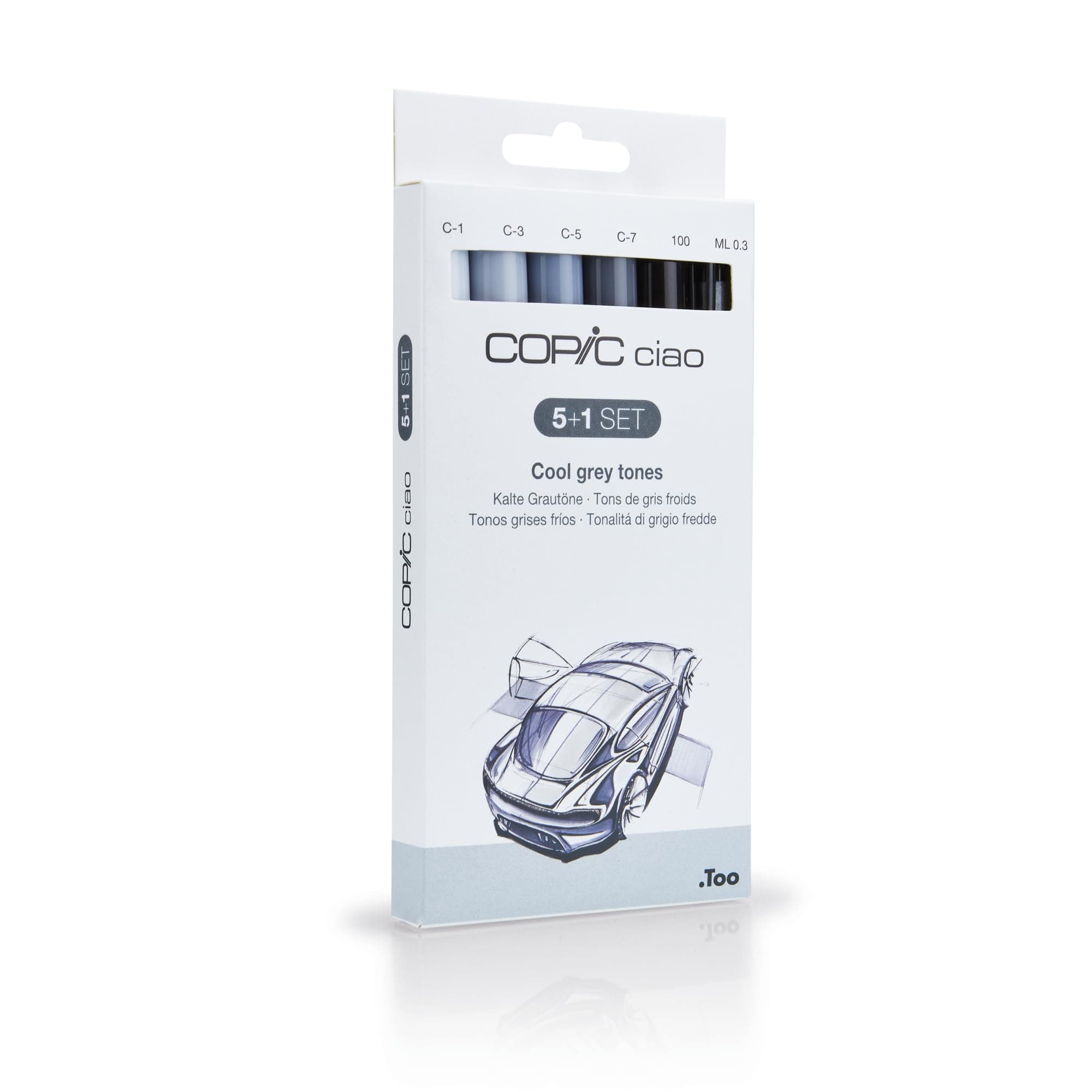 COPIC Ciao Coloured Marker Pen - 5+1 Set Grey Tones, For Art & Crafts, Colouring, Graphics, Highlighter, Design, Anime, Professional & Beginners, Art Supplies & Colouring Books