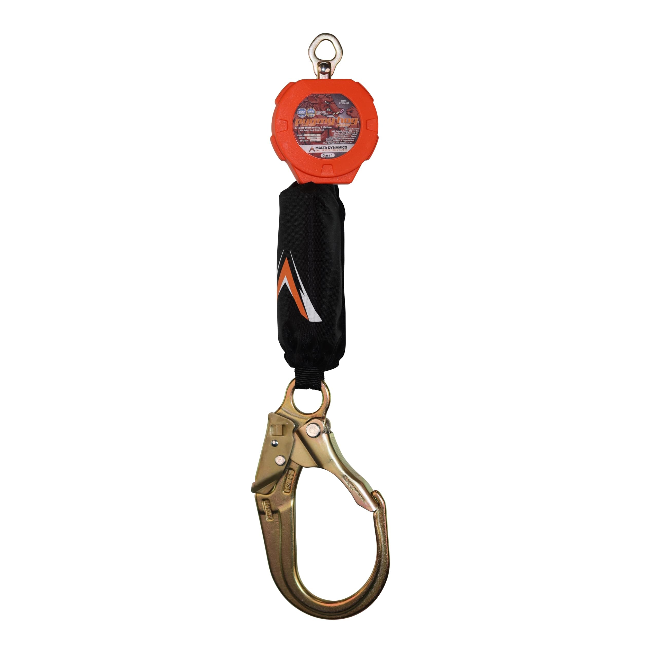 Malta Dynamics Pygmy Hog Web Self Retracting Lifeline – Fall Protection Retractable Safety Lanyard with Connector Kit and Rebar Hook, OSHA Compliant & ANSI Compliant (6 Foot)