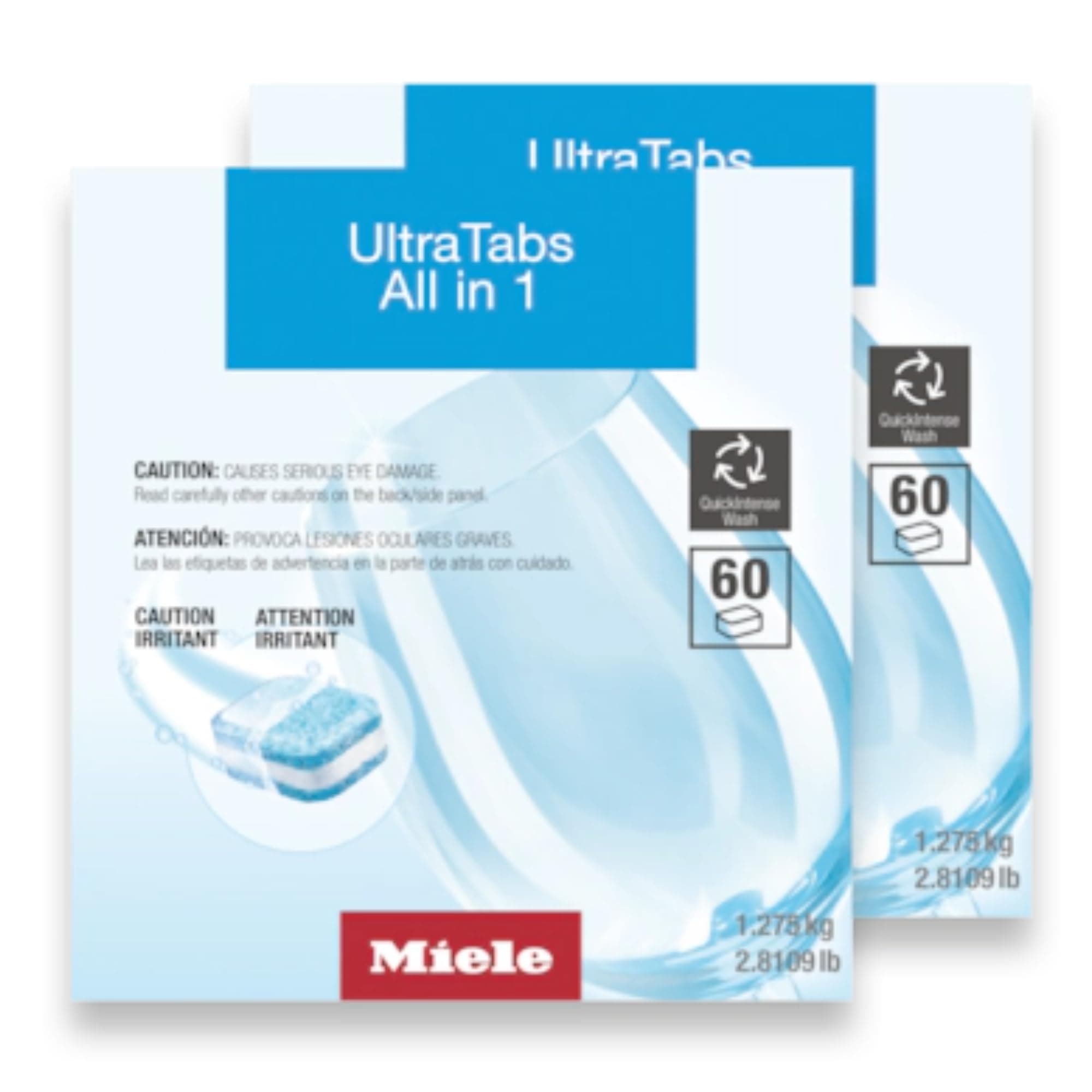 Miele UltraTabs All-in-One Dishwasher Detergent Tabs, Compatible with All Dishwashers, 60 Tabs, 2 Pack