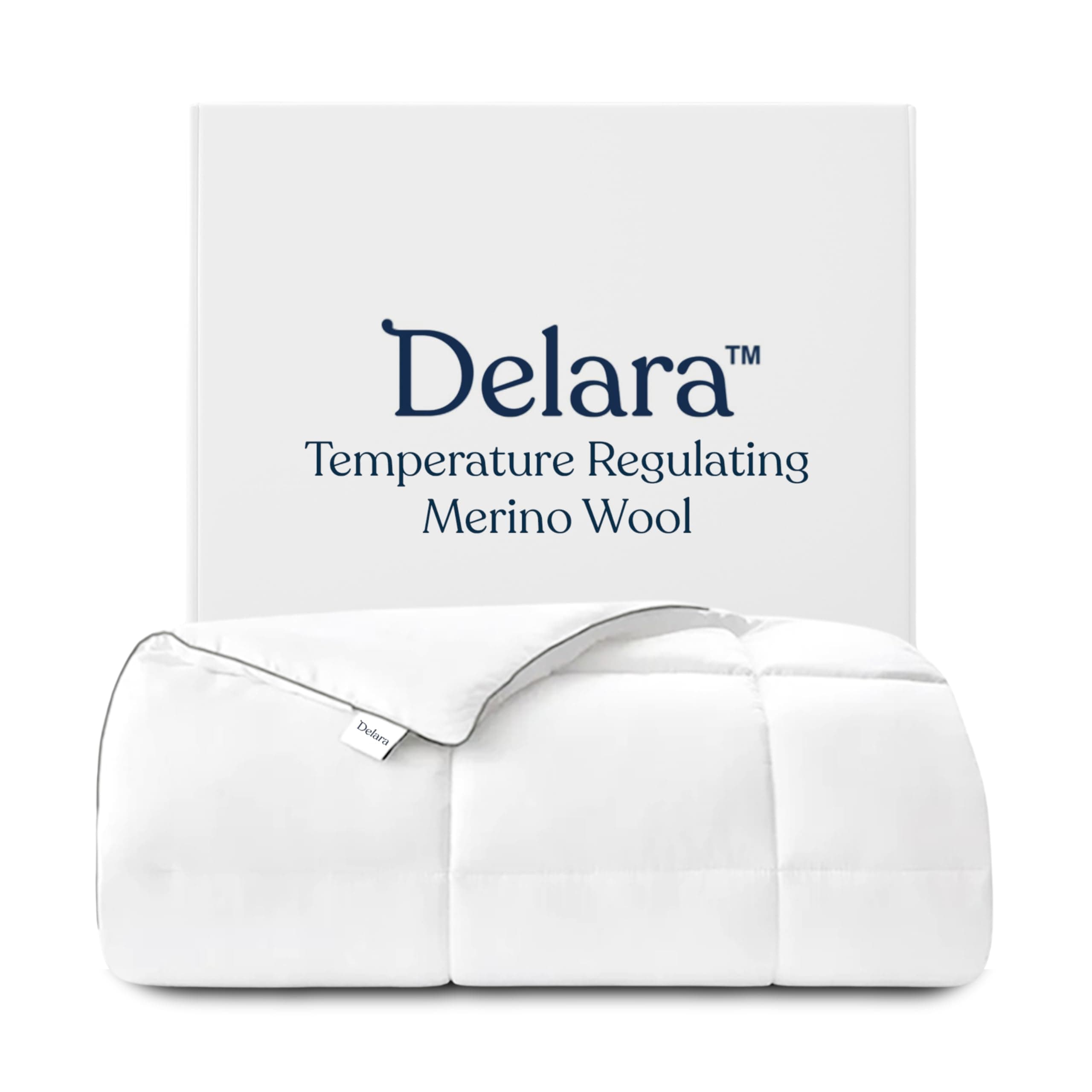 Delara Organic Merino Wool Duvet Insert - GOTS, Oeko-TEX & Woolmark Certified, 400TC Organic Cotton Shell, 200 GSM All-Season Warmth, Baffle Box Construction, Machine Washable - King
