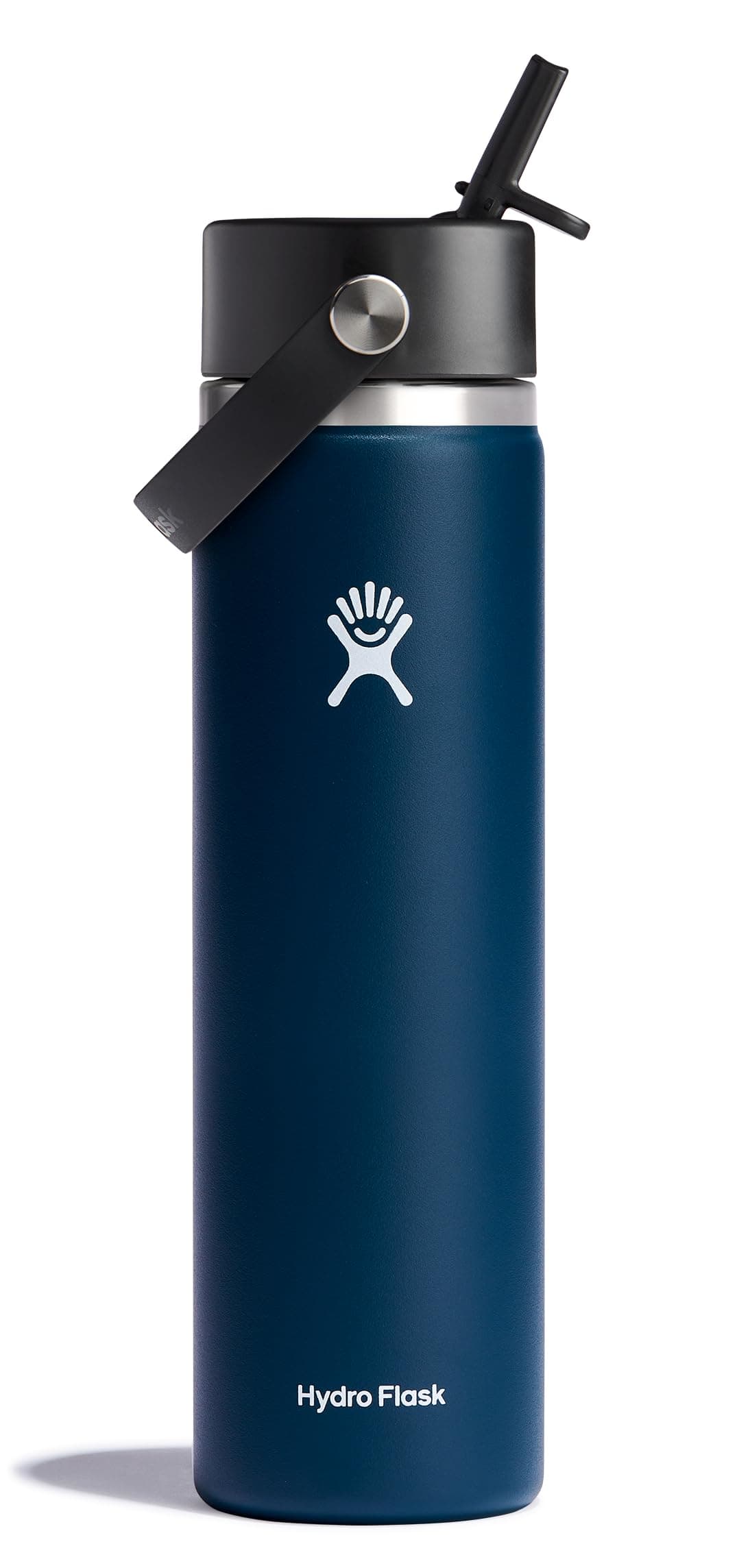 Hydro Flask Water Bottle - Insulated Stainless Steel - Wide Straw Lid, Non Spill, Leakproof in 24 Oz Indigo Blue