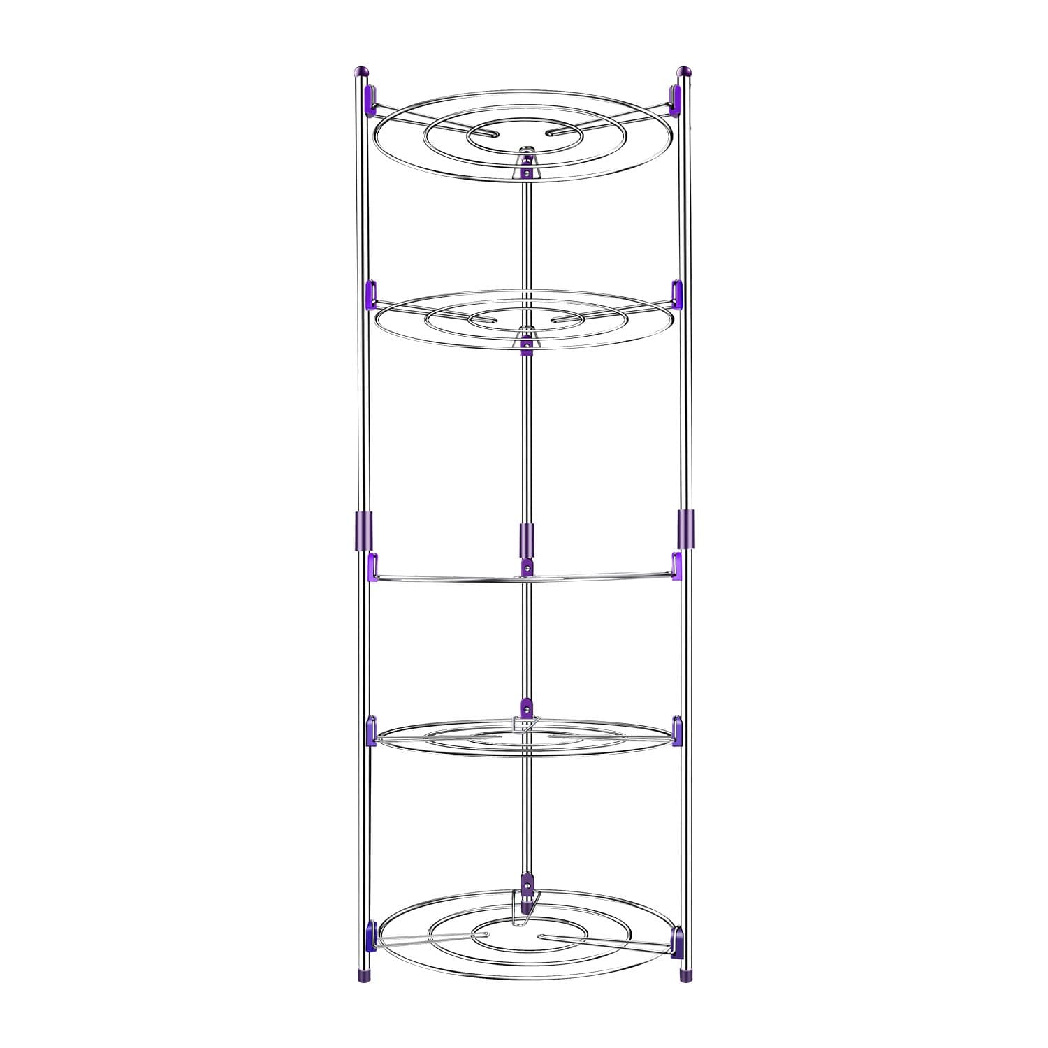 Usmascot 5 Tier Pan Rack Multi-Functional Kitchen Storage Rack Stainless Steel Pan Pot Organizer Rack Multi-Layer Rack Pan Lid Organizer Standing Storage Cabinet Pantry (5 Tier)