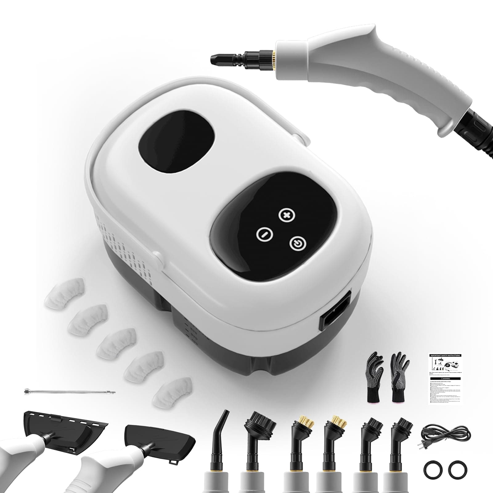 Steam Cleaner, Upgraded 2500W Handheld Steamer Cleaning, High Pressure Steamer for Cleaning, Portable Steam Cleaner for Home With 3 Brushes, High-Temperature Steamer for Kitchen, Bathroom [White]