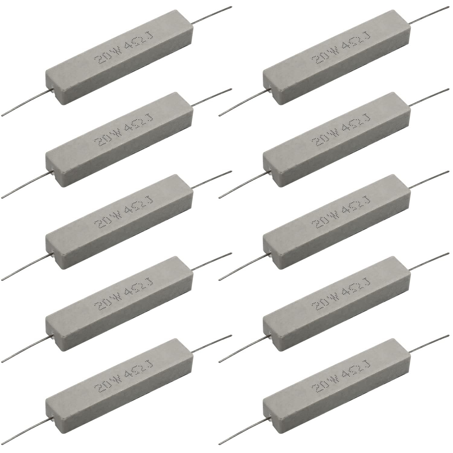 Cement Resistor,10 PCS 20W 4 Ohm 5% Axial Lead Wire Resistor White Wound Fixed Ceramic Cement Resistors Wirewound Cement Power Resistors Flame Heat Moisture Resistance Precharge Horizontal Resistors