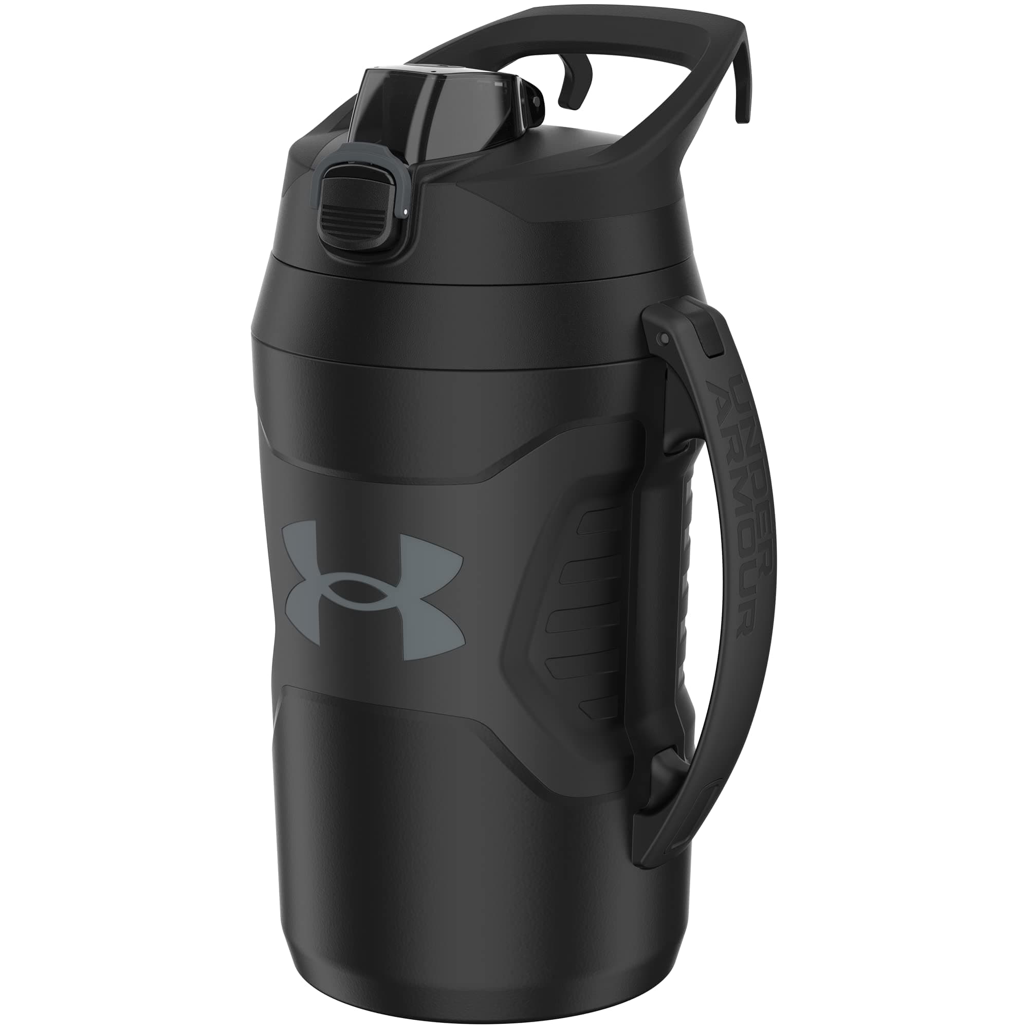 Under Armour Playmaker 64oz Water Bottle Jug, Fence Hook Handle, Protective Lid w/ Lock Button, Outer Body Grip, For Kids & Adults, All Sports, Baseball, Basketball, Football, Gym
