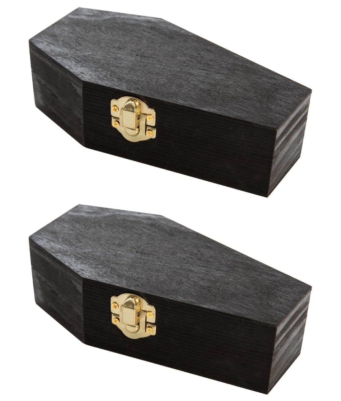 Creative Hobbies 6" Black Painted Wood Coffins - Fillable Mini Casket for Halloween Parties, Goth Decor, Small Pet Burials, Trinket Storage | 2 Pack