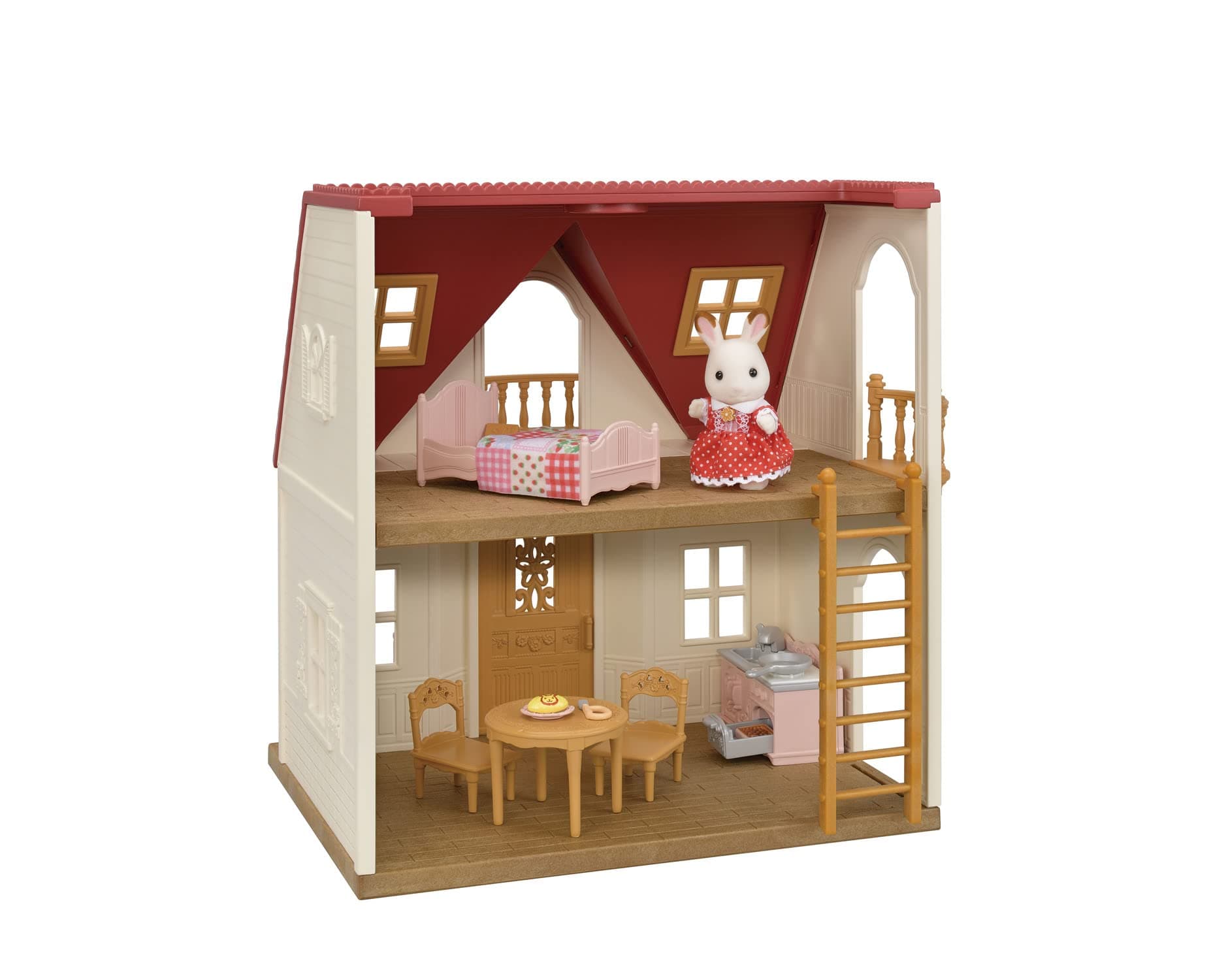 Calico Critters Red Roof Cozy Cottage Dollhouse Playset with Figure, Furniture and Accessories