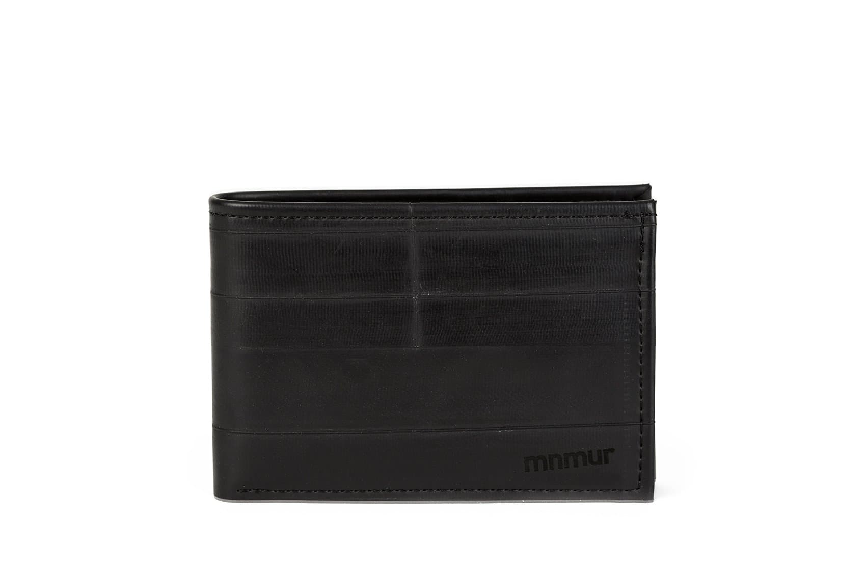 Small men's wallet with orange card holder - made from recycled bike tube // Very small and pocket size // Handmade in Italy