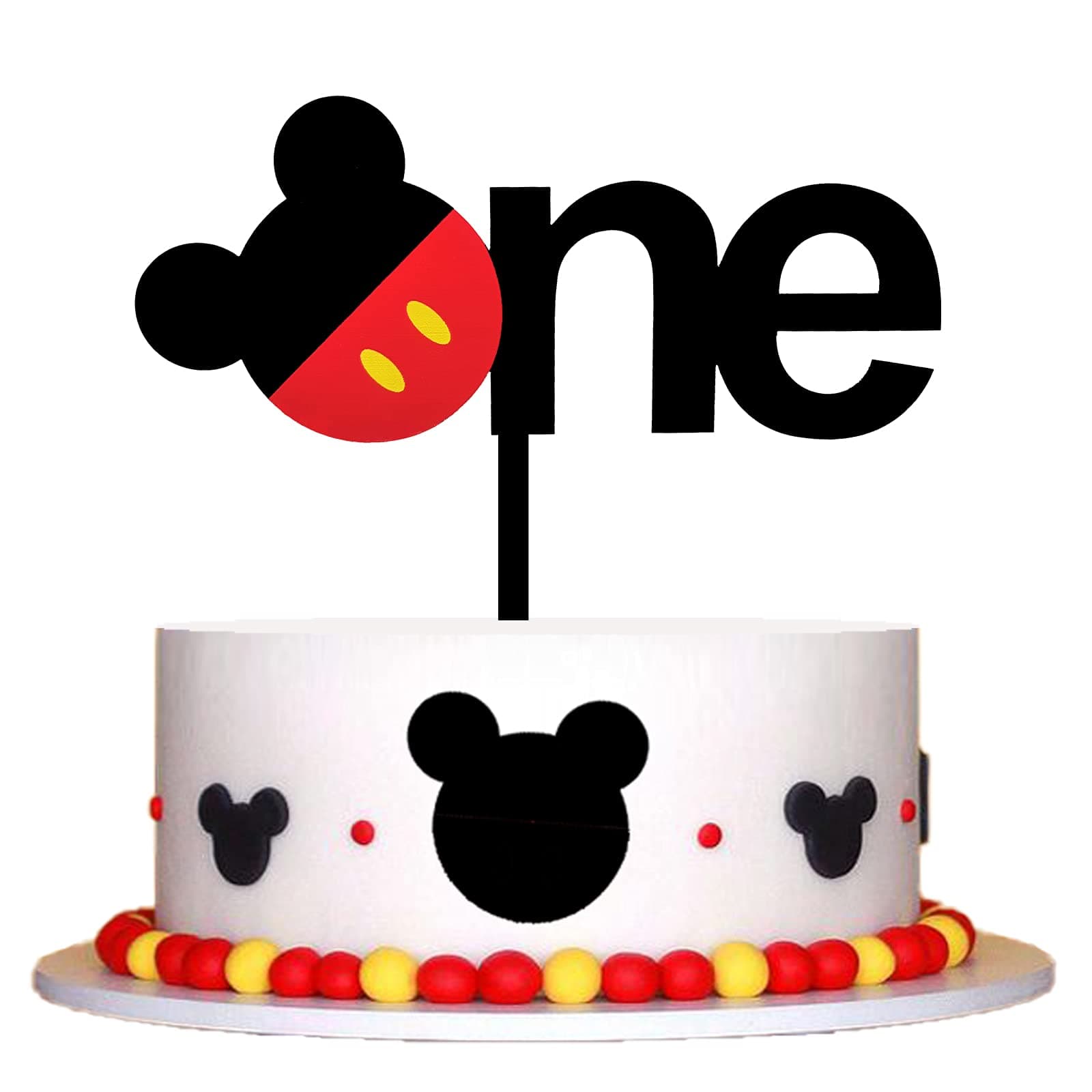 Mickey ONE Cake Topper ,Acrylic One 1st Birthday Cake Topper for Baby Boy Girl First Birthday One Anniversary Party Decorations Supplies