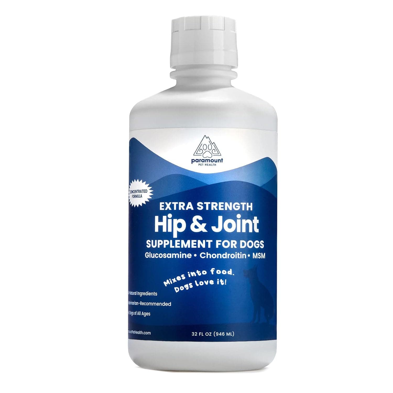 Liquid Glucosamine for Dogs 2600mg, Hip & Joint Supplement with Chondroitin & MSM, 32 oz Mobility Support for Large Dogs, Human-Grade Joint Care Made in GMP & FDA Registered Facility