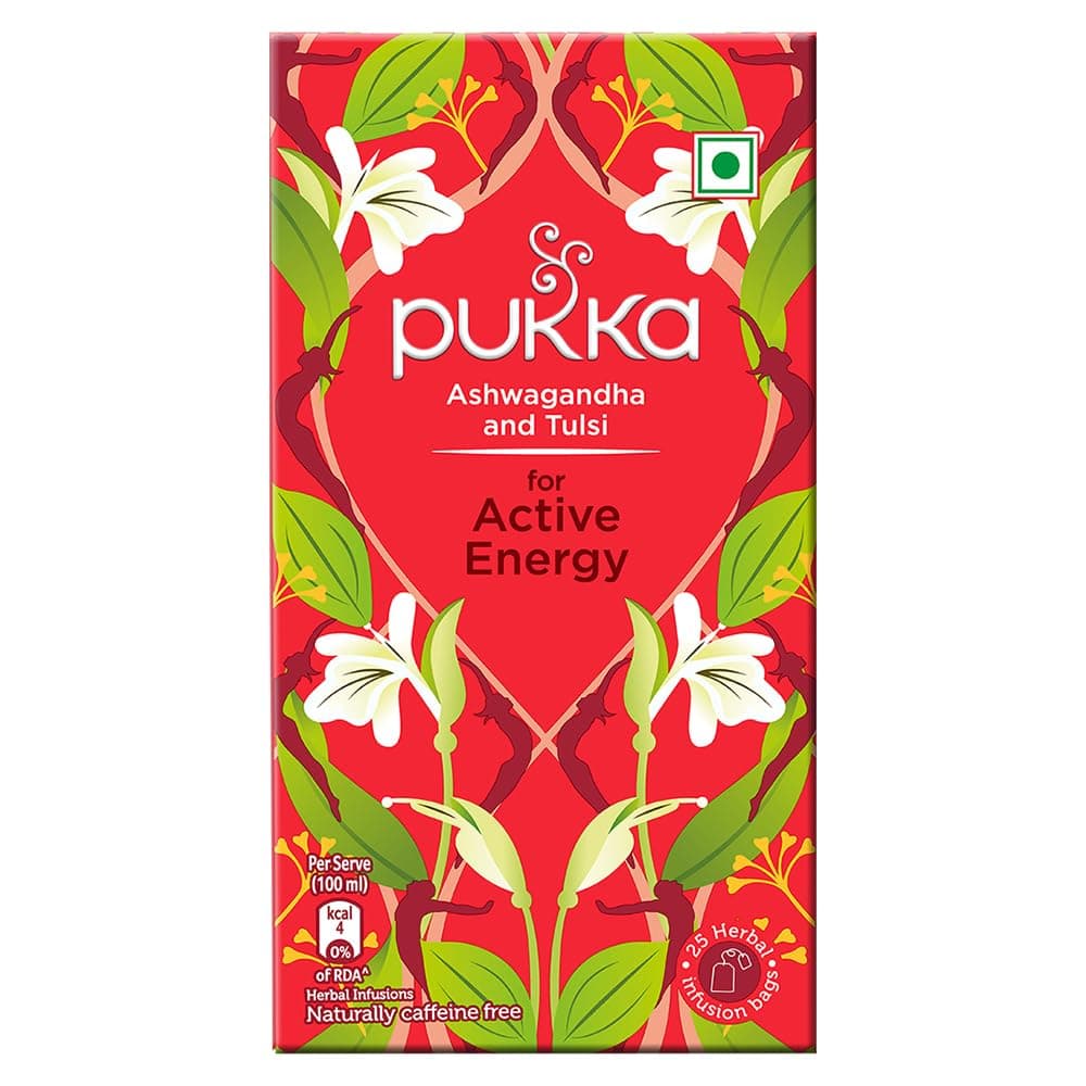 Pukka Ashwagandha and Tulsi for Active Energy I Herbal Infusions I 25 infusion tea bags
