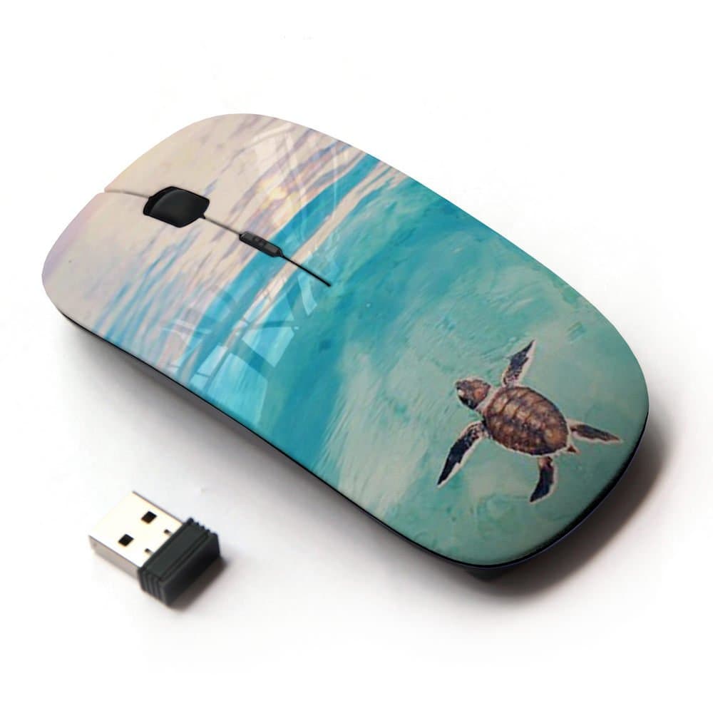 [ Optical 2.4G Wireless Mouse ] Tortoise Turtle Baby Watercolor Sea