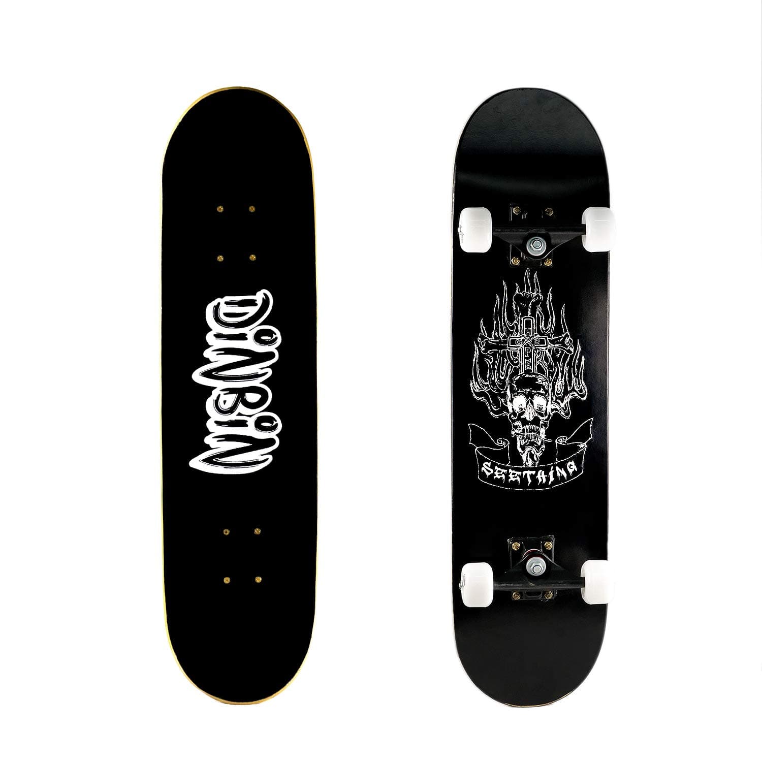 Skateboard - 31" x 8" Complete Pro Skateboard - Double Kick Skateboards for Adults 7 Layer Canadian Maple Wood Tricks Skateboard - Hell Messenger