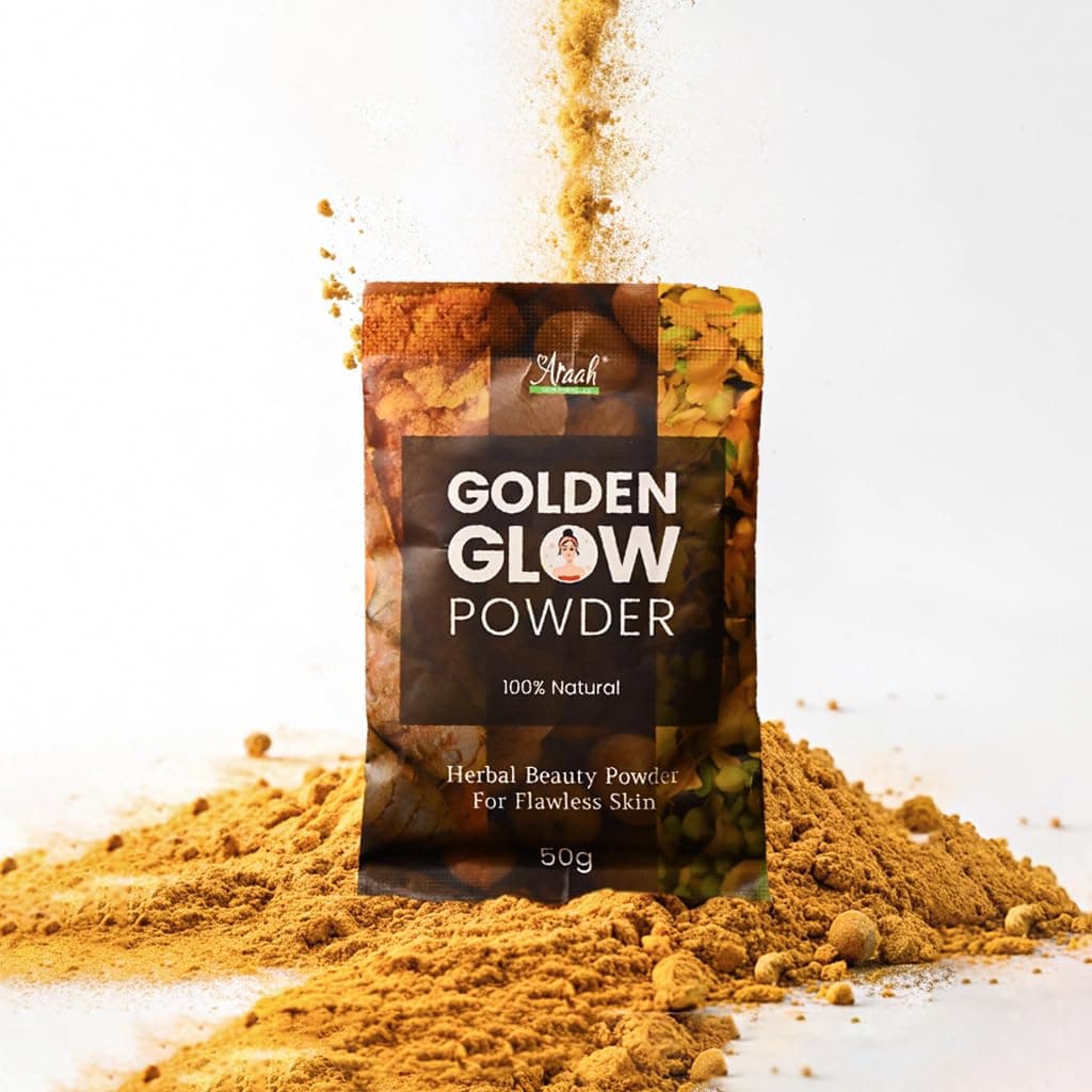 � Golden Glow Powder With Avarampoo, Nutmeg And Wild Turmeric Acts As Natural Toner In Reducing Acne Scars, Pigmentation, Discoloration And Rejuvenates The - 50g
