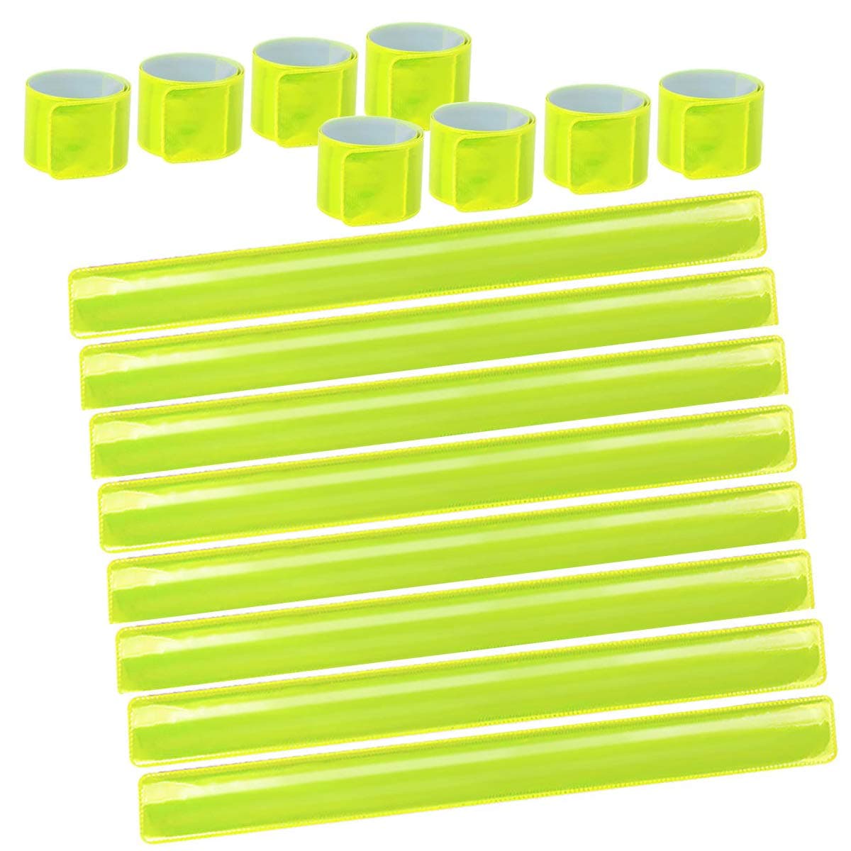 O-Kinee Reflector Strips, 16PCS Reflective Slap Armbands, Hi Vis Reflective slap bands for Runners, Safety Strap Reflective Bands, Luminous Strips for Cyclists Joggers Children