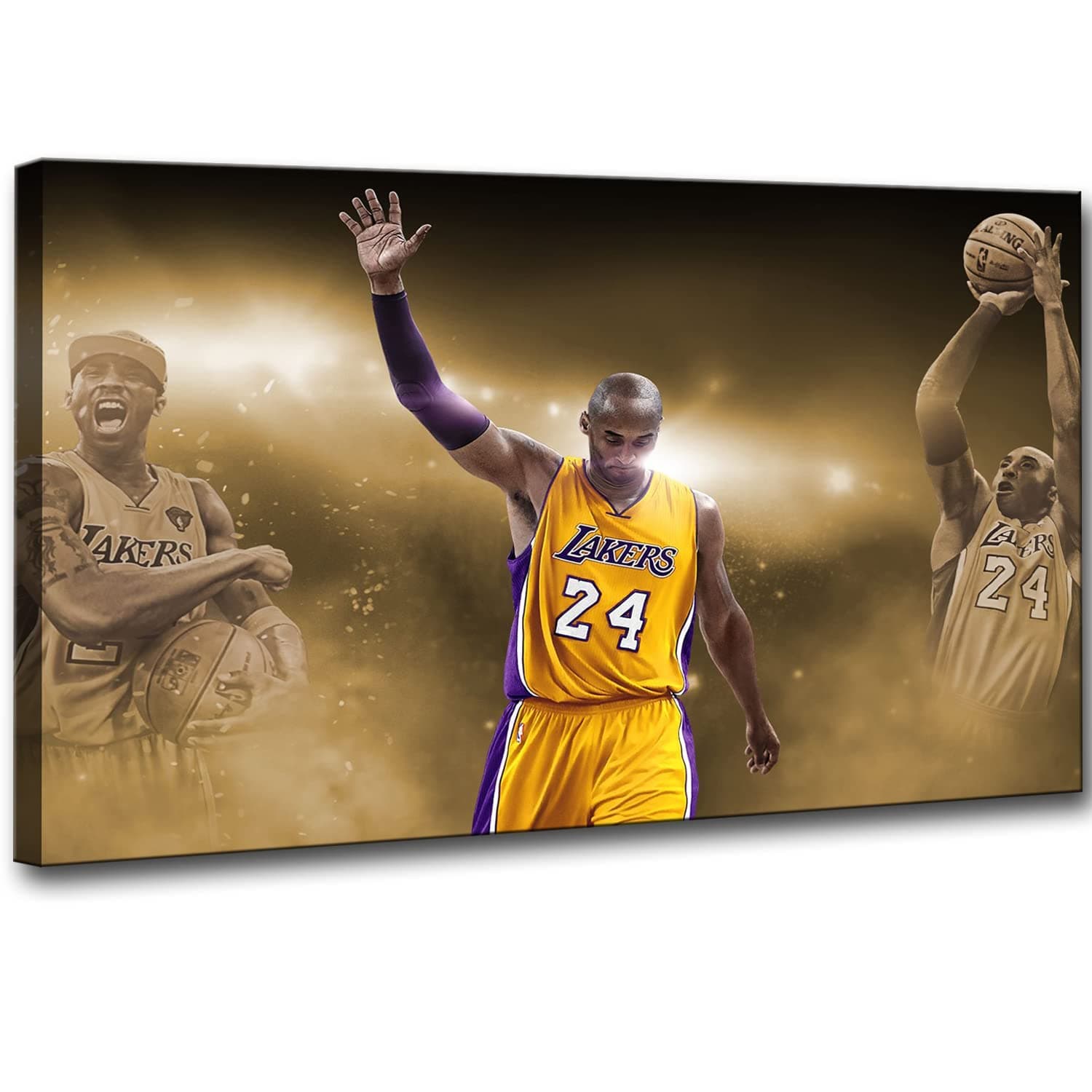 Kobe Bryant Canvas Wall Art Posters Framed Painting Print Wall Decor Mamba Mentality Artwork Home Decor for Living Room Bedroom Gaming Room Man Kid Cave Ready to Hang (12”x18’’(30x45cm),Frame,k-1)