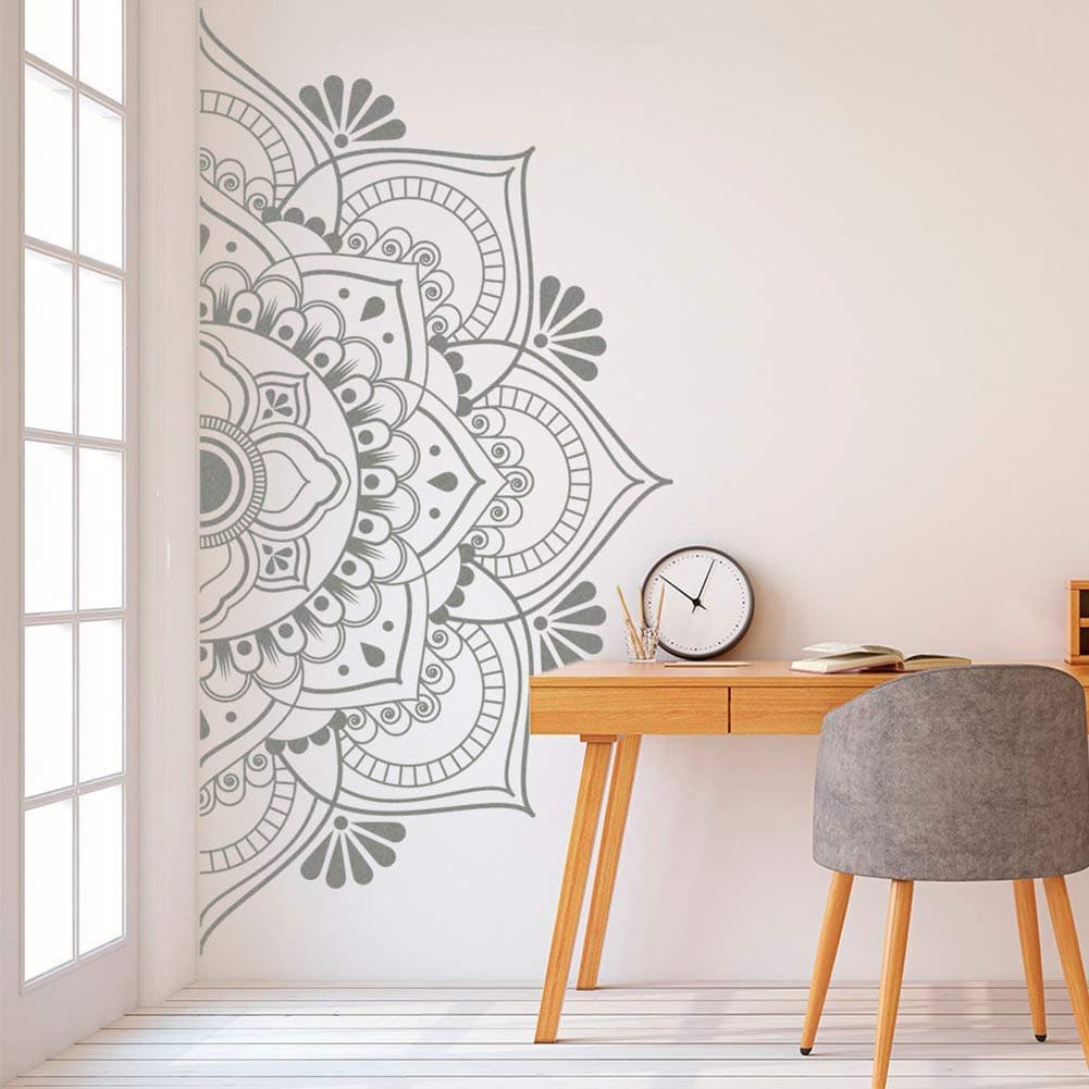 Wall Stickers,Removable Adhesive Half Mandala Wall Sticker Decal Mural Meditation Home Decor