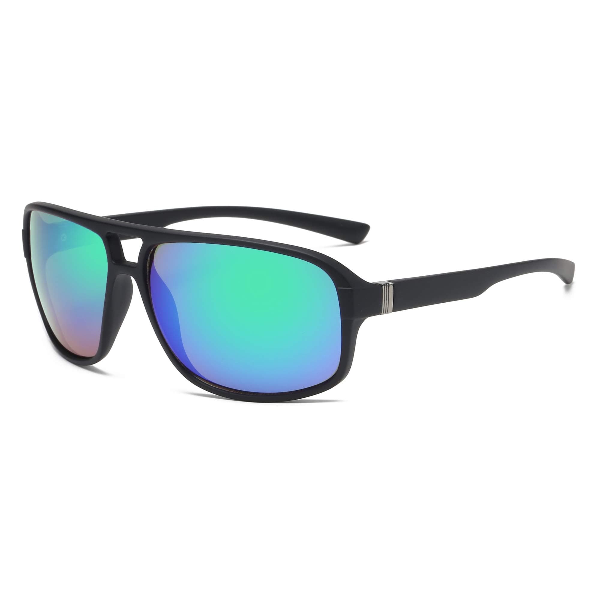 Men Ultra Light Round Rectangular Oversized Aviator Style UV Protection Shield Mirrored Sunglasses