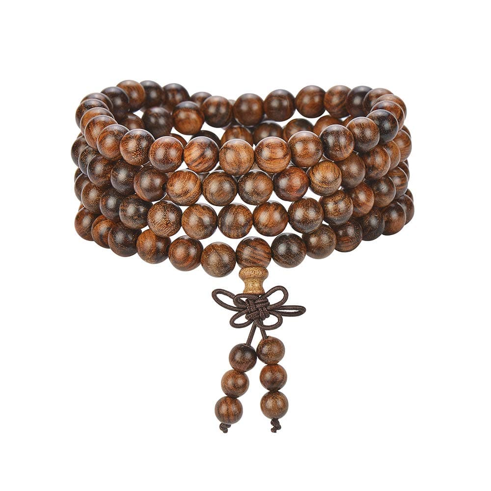 anzhongli Mala Beads Bracelet 108 8mm Prayer Meditation Sandalwood Elastic