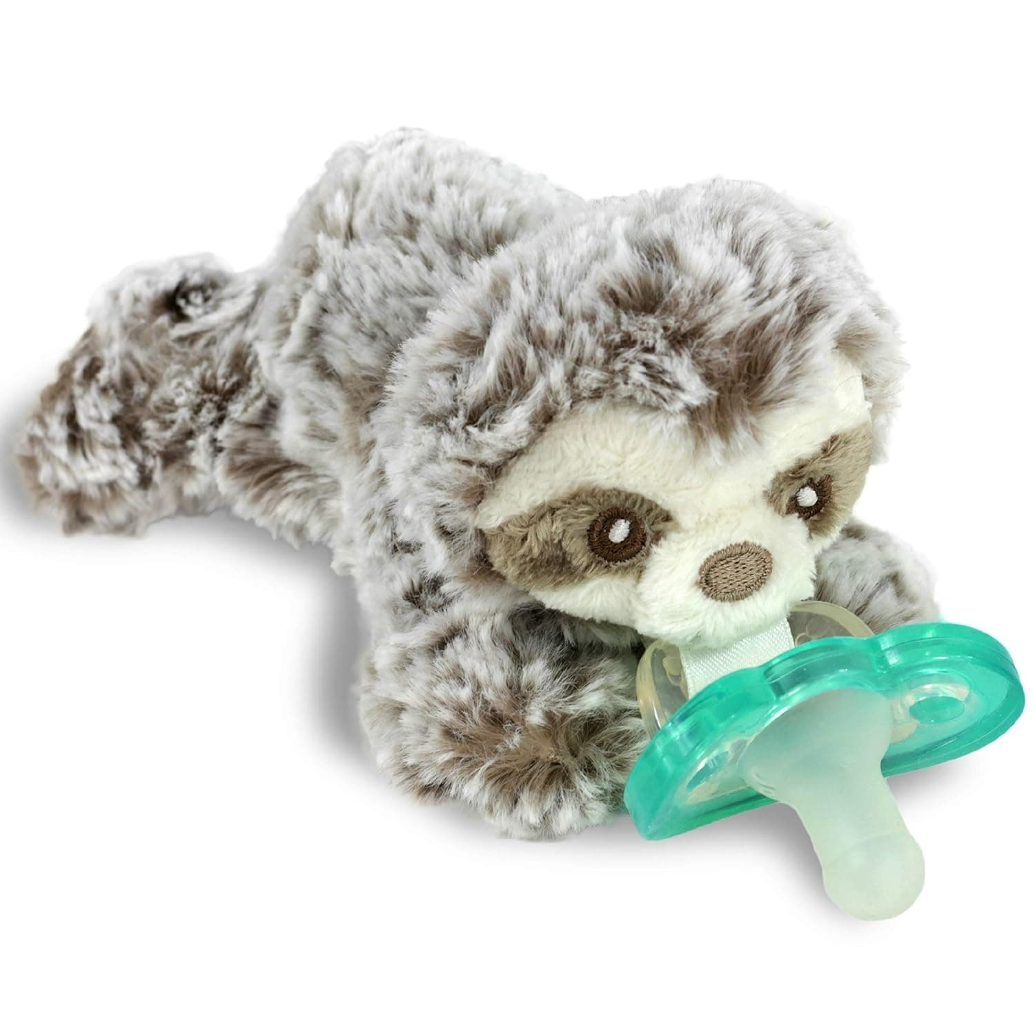 Sloth RaZbuddy Stuffed Animal Pacifier Holder for Newborns & Up, Made in The USA, Detachable Orthodontic JollyPop Pacifier, Medical-Grade 100% BPA-Free Silicone, -0 Months+