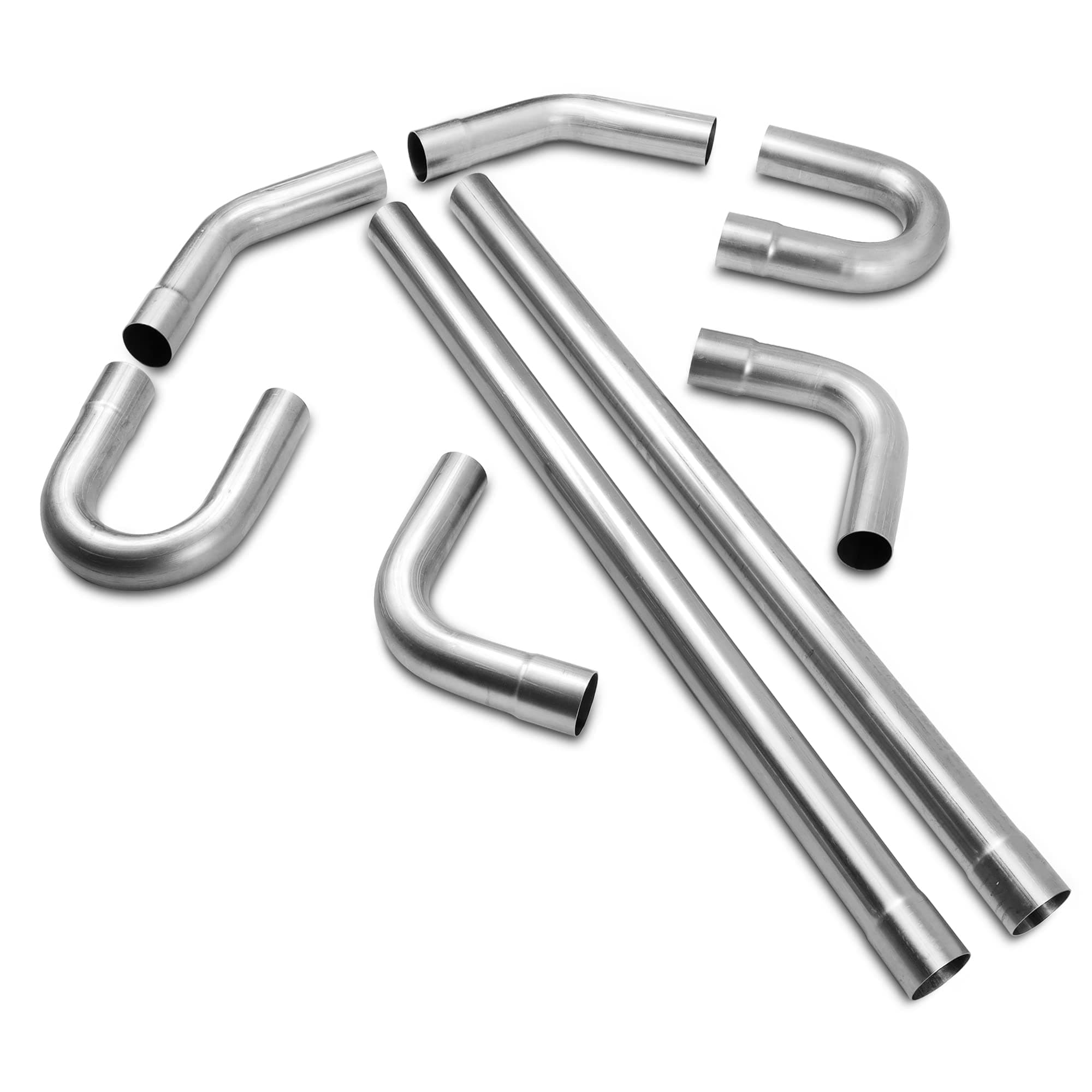 2.5'' Stainless Steel Custom Exhaust Kit Tubing Mandrel Bend Pipe Straight & U-Bend Universal 2 1/2'' 8PCS