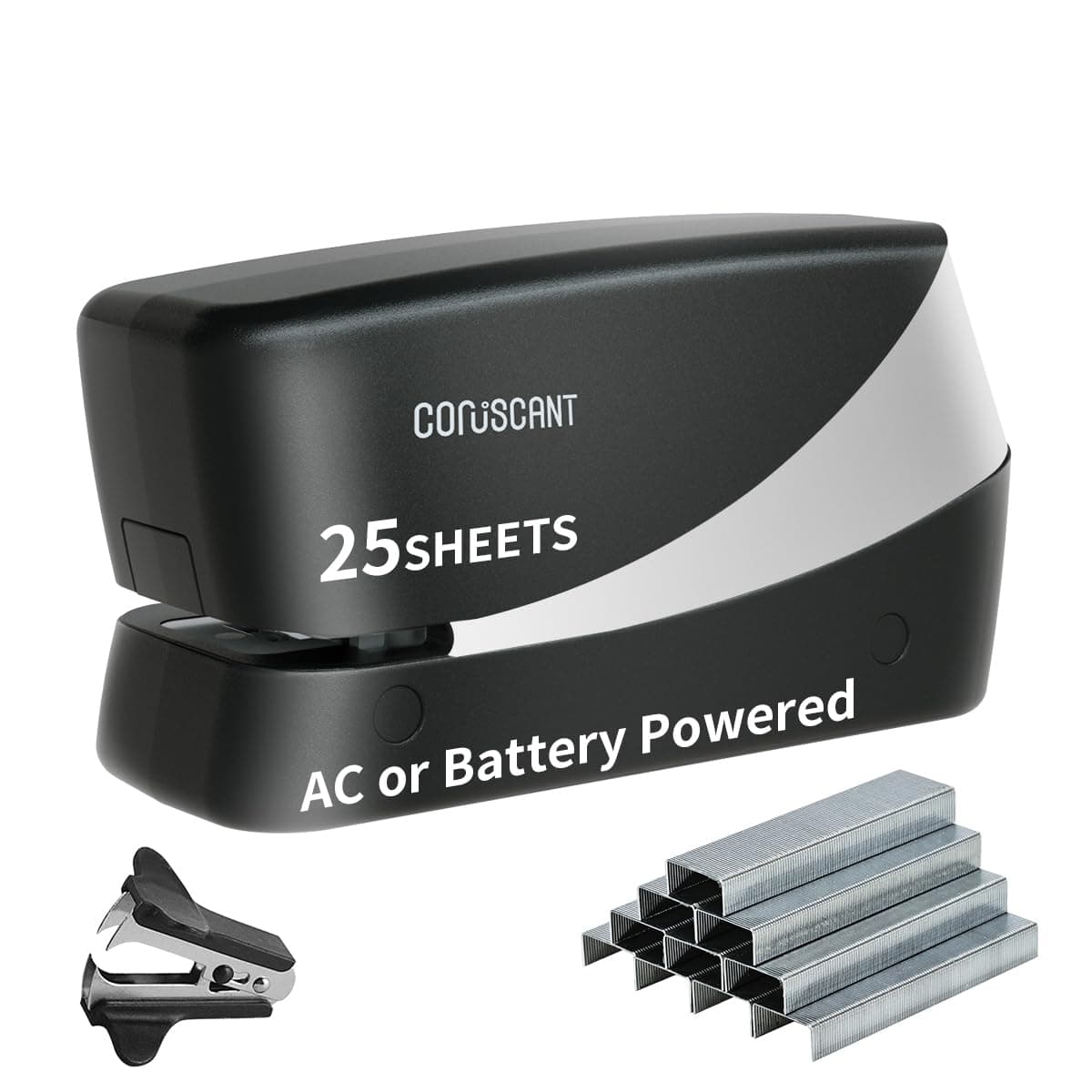 Coruscant Electric Stapler, Heavy Duty Desktop Stapler, Includes 2000 Staples and 1 Staple Remover, No-Jam Automatic AC or Battery Powered, 25 Sheet, Professional for Office Home School Use