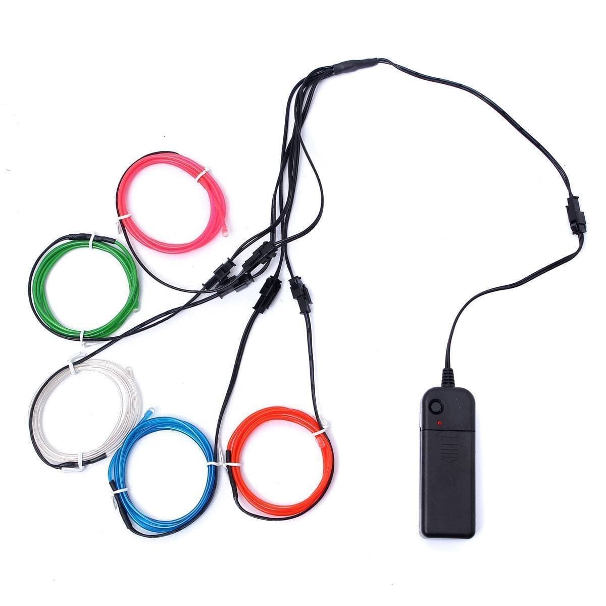 EL Wire, LanXin 5 x 1M Neon Light El Wire Glowing Strobing Electroluminescent Wire LED Strip Kits for Parties Xmas Halloween Decoration (White/Blue/Red/Green/Pink)
