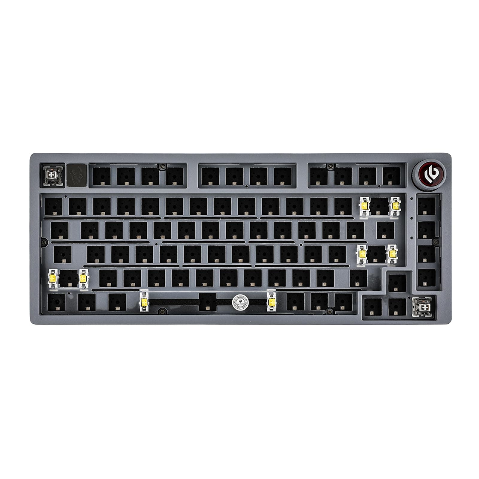 EPOMAKER x LEOBOG Hi75 Aluminum Alloy Wired Mechanical Keyboard Barebones Kit, Programmable Gasket-Mounted Gaming Keyboard Kit, Hot Swappable, with Mode-Switching Knob, NKRO for Win/Mac (Grey)