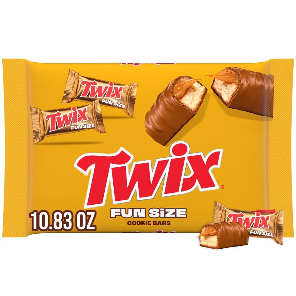 TWIX Fun Size Caramel Cookie Milk Chocolate Bars Individually Wrapped Party Candy Chocolate Candy Bars, 10.83 Oz Bag