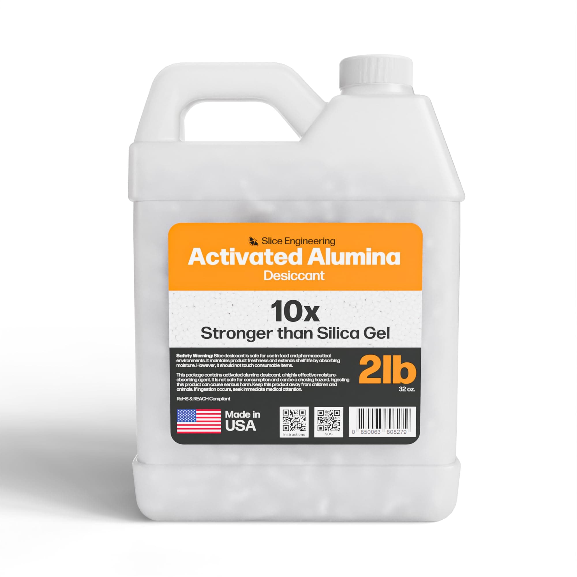 Slice Engineering (2lb) Activated Alumina Desiccant Beads | 10X More Powerful Than Silica Gel | Infinitely Rechargeable | Prevent Wet Filament | Reusable Desiccant | Made in the USA