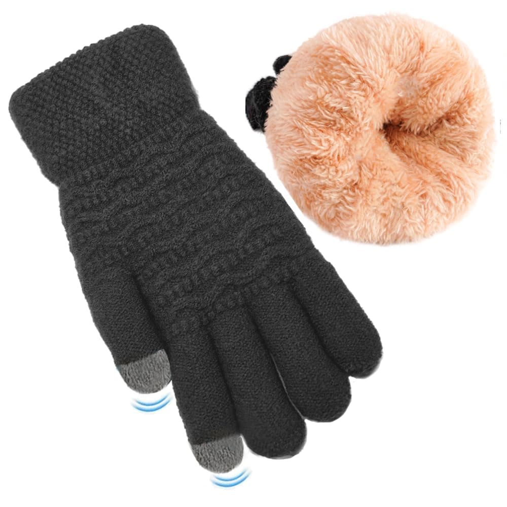 Women's Winter Warm Touch Screen Gloves Womens Thermal Cable Knit Wool Fleece Lined Glove for Cold Weather
