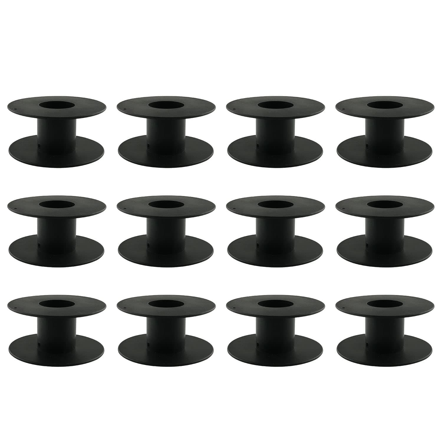 12pcs 69mm Plastic Spool Black Bobbin Empty Spools for Ribbon Beading String Wire Bobbin Cord Ropes