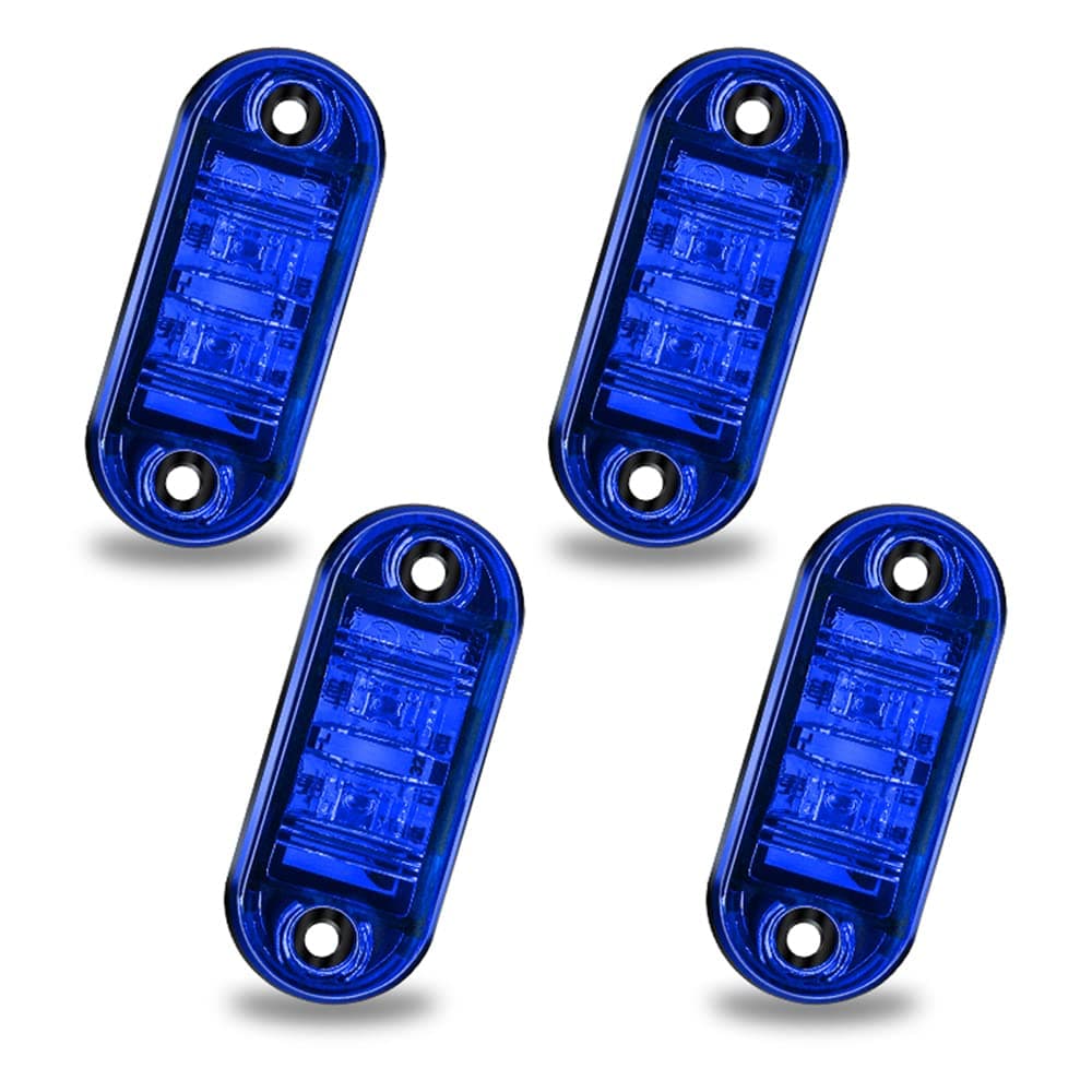 Biqing Side Marker Lights 12V Blue,4PCS Trailer Marker Lights Lamps Indicator of Position Light Recovery Truck Side Lights IP65 for Truck Trailer Van Caravan Lorry Car Bus