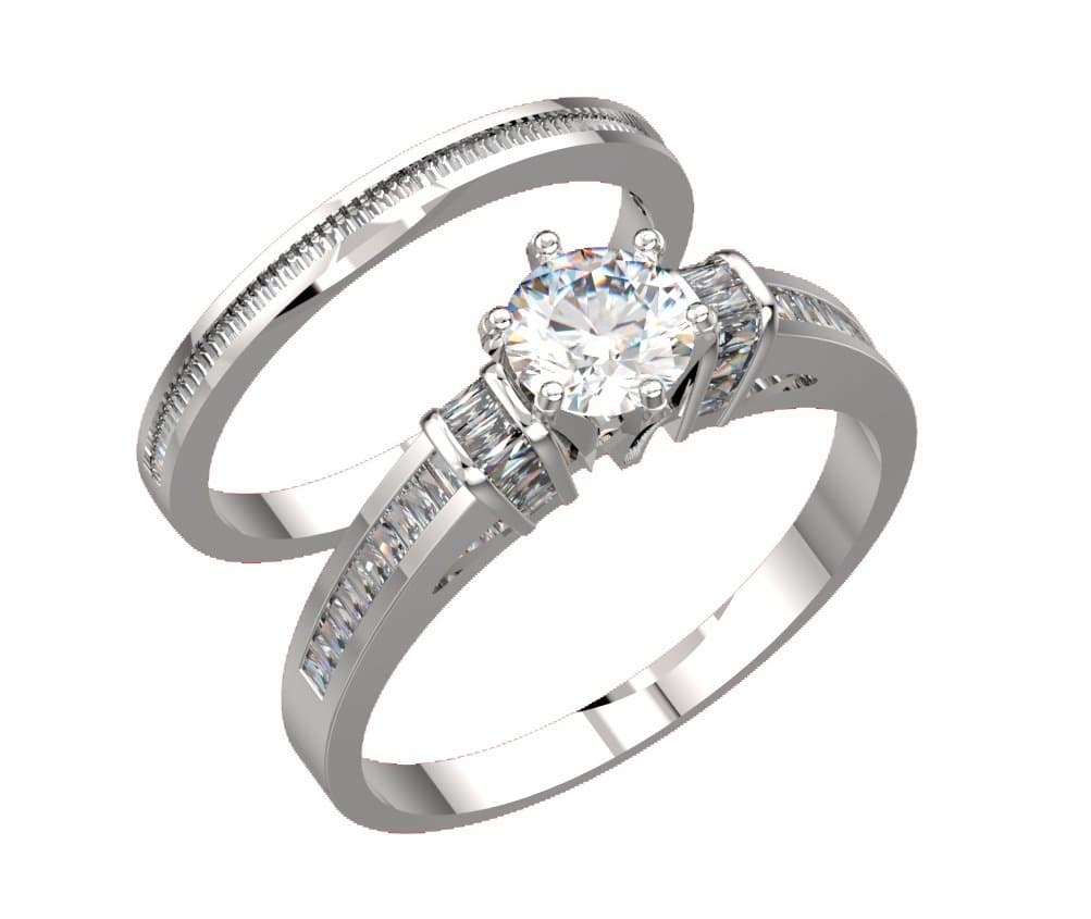 Silver Taper Jewels Certified Real Diamond Taper Baguette Diamonds Wt 0.44 Ct In 925 Sterling Silver Meridian Twin Ring For Women