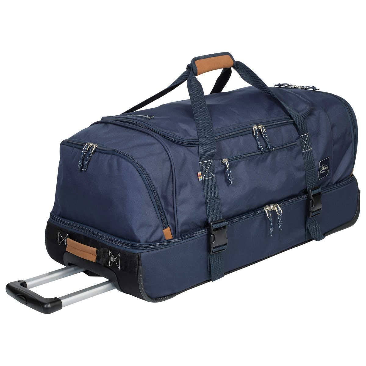 The Skyway Luggage Globe Trekker 2 Compartment Rolling Duffel Bag, Navy Blue