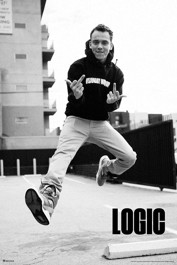 Poster FoundryLogic Merch Middle Fingers Jump Photo Rap Posters Logic Rapper Merch Logic Merchandise Everybody Young Sinatra No Pressure YSIV Logic Glasses Bobby Tarantino Cool Wall Art Print Poster 12x18