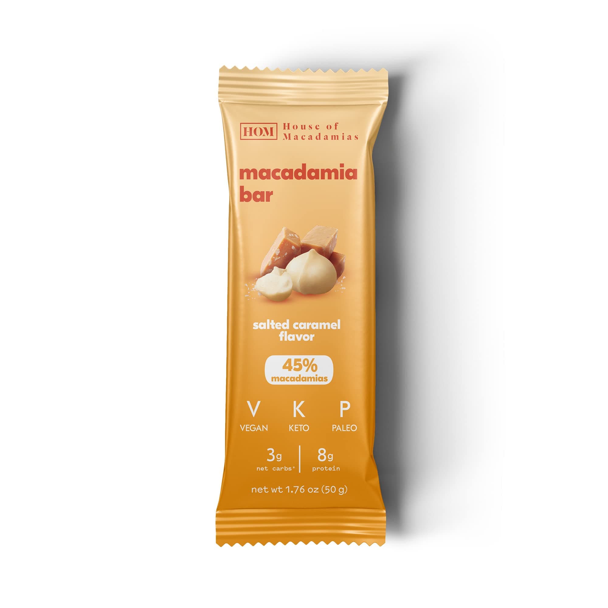 House of MacadamiasMacadamia Bars 12Pack, Salted Caramel Flavour, Vegan and Natural, No Palm Oil