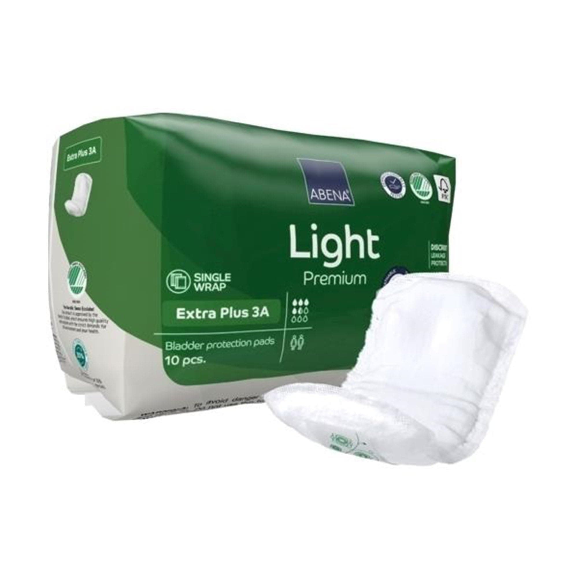 Abena Premium Light Extra Plus Unisex Incontinent Pad 4.3 X 12.9 Inch 1000021341, 10 Ct
