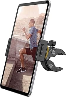 Tablet Holder for Spin Bike - Tablets Mount Clamp for Indoor Bike Peloton, Treadmill, Exercise Bicycle Clamp for iPad Pro/Air/Mini and 4.7-12.9" Tablet