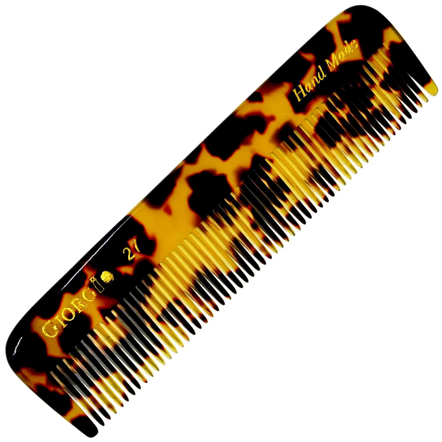 G27 Handmade All Fine Tooth Pocket Comb, Hair Comb Straightener for Everyday Grooming Styling Hair, Mustache and Beard for Men Women and Kids, Use Dry or with Balms, Saw Cut and Polished