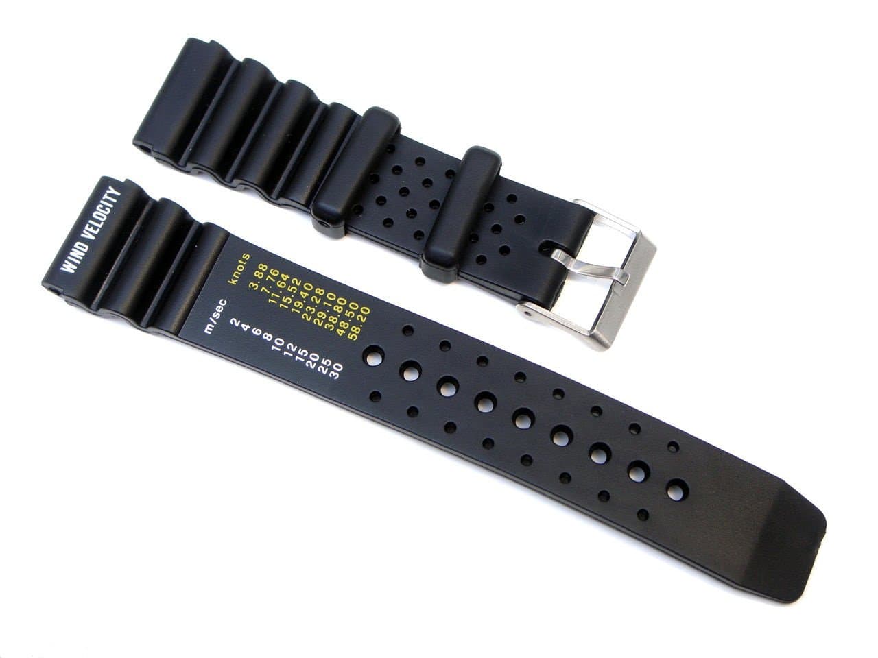 20mm for Citizens Black Rubber Wind Velocity Divers Watch Band Strap